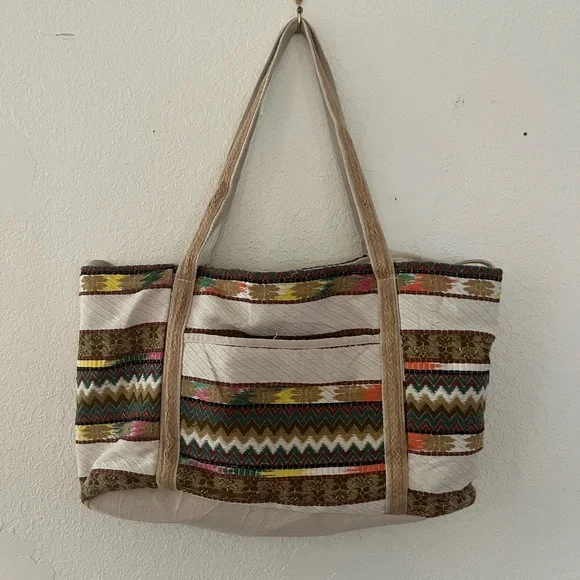 Multicolor Patterned Tote Bag - Picture 4 of 11